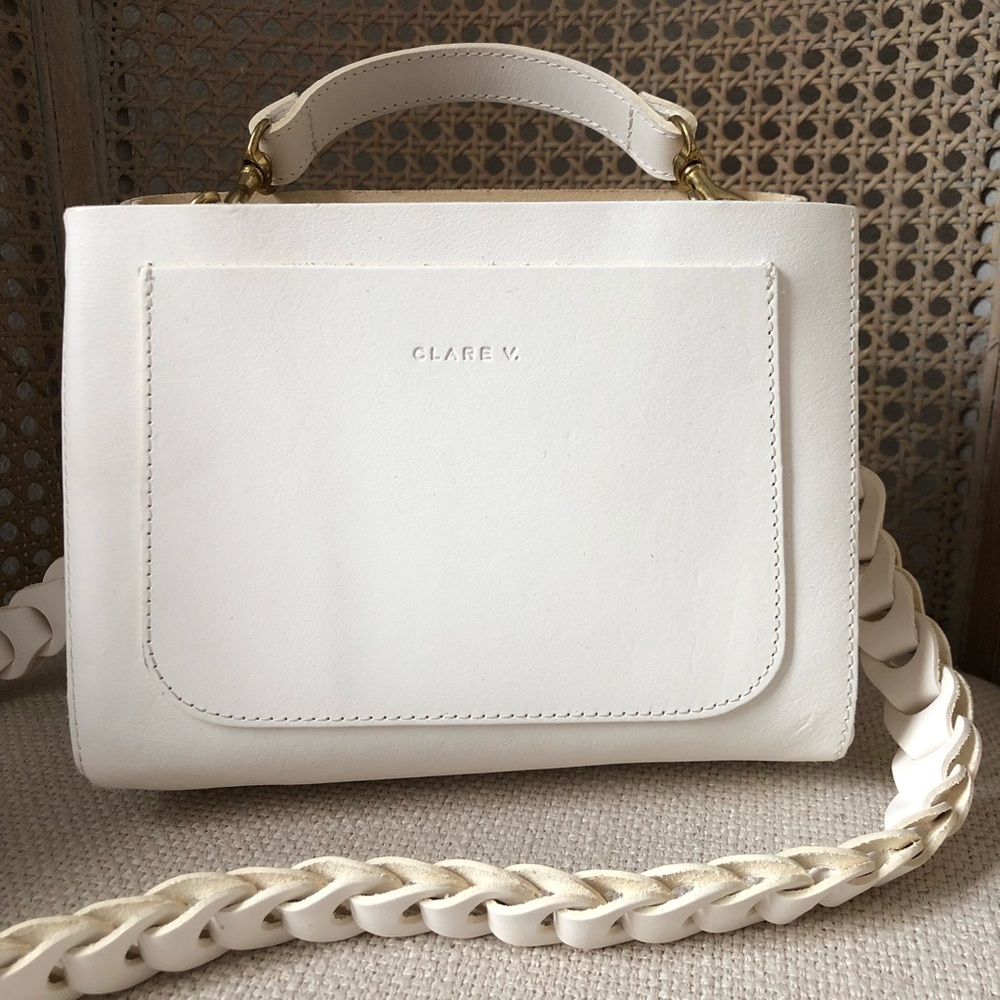 Clare V White Leather Bag